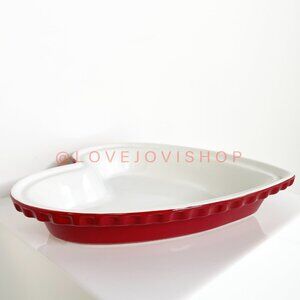 Valentine | Red Heart Shaped Pie Dish or Servingware | Fluted Stoneware Chantel